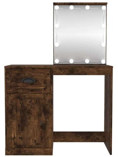 VidaXL Pipereasztal - Füstös Tölgy - LED - 90x50x132,5cm