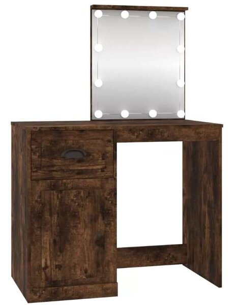 VidaXL Pipereasztal - Füstös Tölgy - LED - 90x50x132,5cm