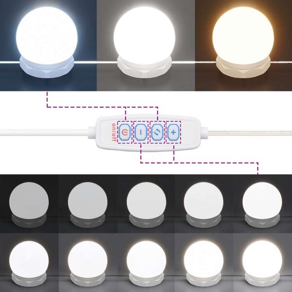 VidaXL Sminkasztal LED-del - 90x50x132,5 cm
