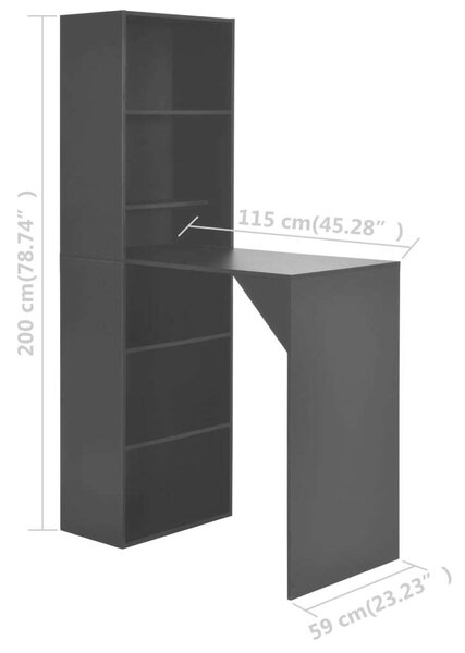 Modern Fekete Bárasztal Szekrényel - 115 x 59 x 200 cm