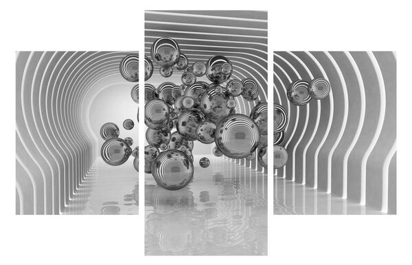 Absztrakt fekete-fehér kép-buborékok (90x60 cm)