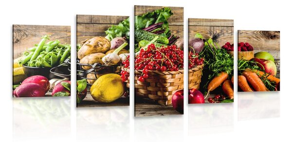 5 részes kép friss zöldség és gyümölcs