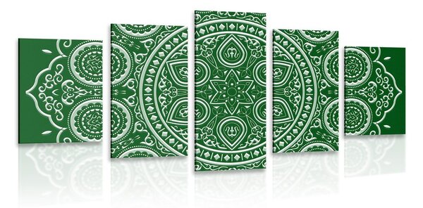 5 részes kép etnikus Mandala zöld kivitelben