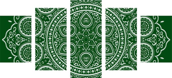 5 részes kép etnikus Mandala zöld kivitelben