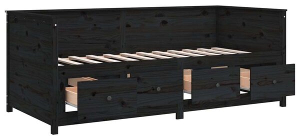 VidaXL Fekete Fenyőfa Kanapéágy - 75x190 cm
