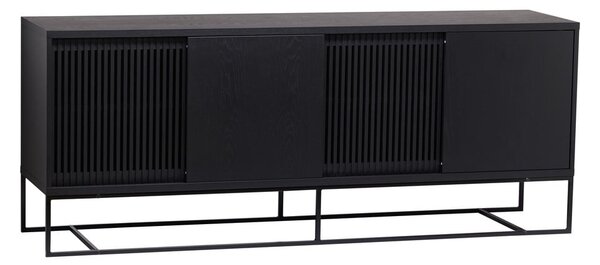 Fekete alacsony komód tölgyfa dekorral 188x75 cm Ende – Woodman