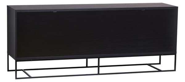 Fekete alacsony komód tölgyfa dekorral 188x75 cm Ende – Woodman
