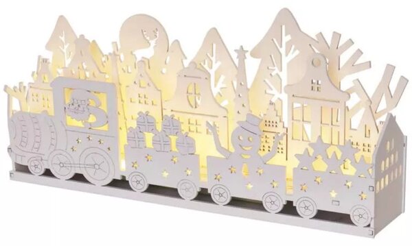 Karácsonyi LED vonat asztali dísz, melegfehér 30x14cm, elem nélkül, időzítővel