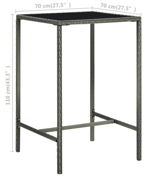 Polyrattan Kerti Bárszett - 5 részes - Szürke
