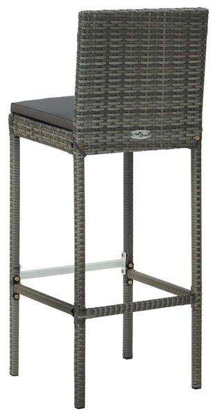 Polyrattan Kerti Bárszett - 5 részes - Szürke