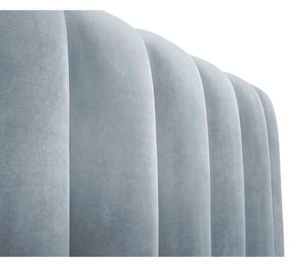 Világoskék kárpitozott franciaágy tárolóhellyel, ágyráccsal 180x200 cm Kelp – Micadoni Home