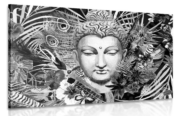 Kép Buddha exotikus háttéren fekete fehérben