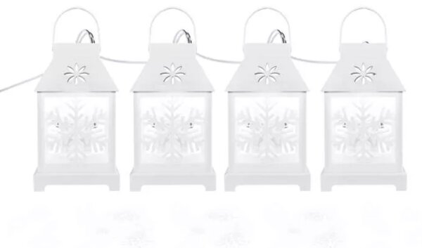 Kültéri LED kis lámpás fényfüzér hópelyhekkel, hidegfehér 4x6,5cm+3m