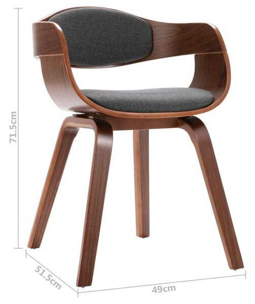 Modern Szürke Szövet Étkezőszék - 2 db - Hajlított Fa