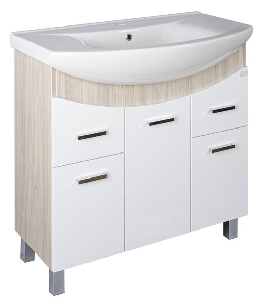 TMP ZX 85 - SONOMA - álló fürdőszobabútor - Sanovit ZENON - 6085 porcelán mosdóval - 86 x 50 cm