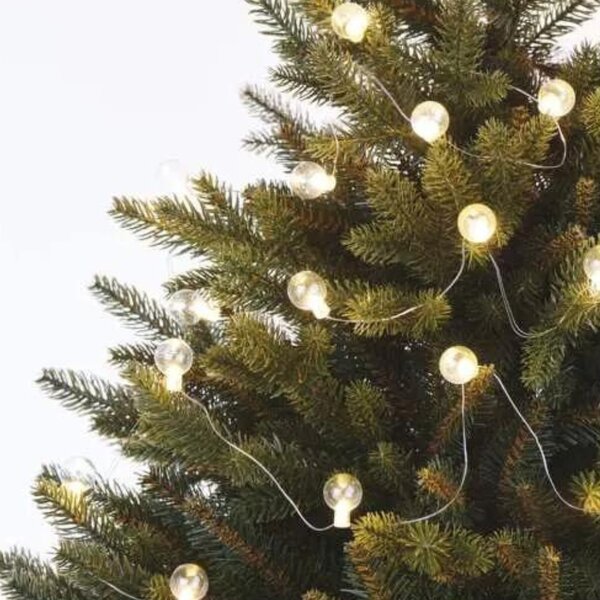 Karácsonyi kisgömb LED fényfüzér, melegfehér 2,25m+30cm, elem nélkül