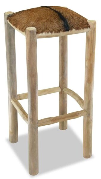 Teakfa Bárszék - Kecskebőr - 76cm