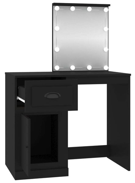 VidaXL Sminkasztal - Fekete Fa - LED - 90x50x132,5cm