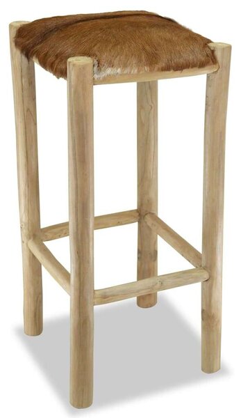 Teakfa Bárszék - Kecskebőr - 76cm
