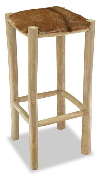 Teakfa Bárszék - Kecskebőr - 76cm