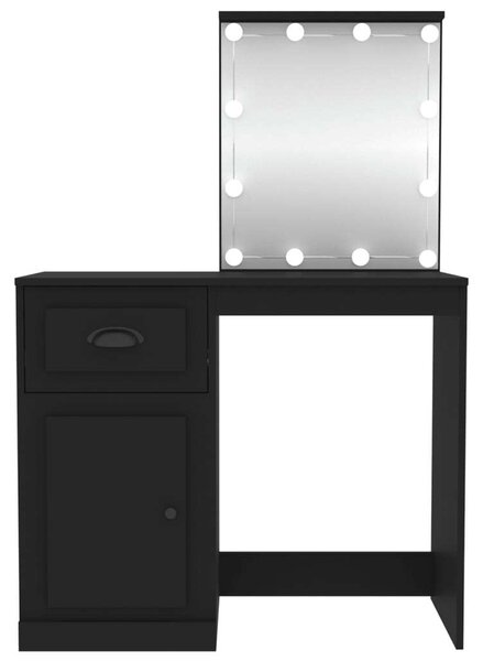 VidaXL Sminkasztal - Fekete Fa - LED - 90x50x132,5cm
