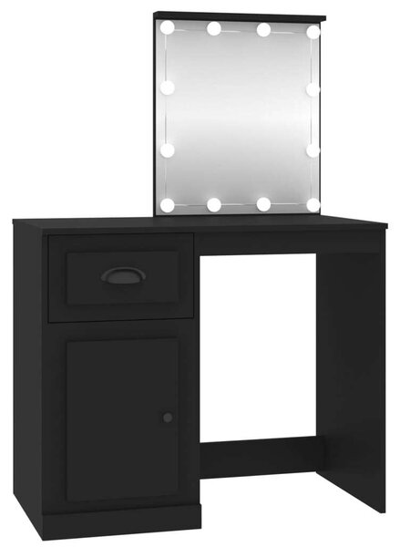 VidaXL Sminkasztal - Fekete Fa - LED - 90x50x132,5cm
