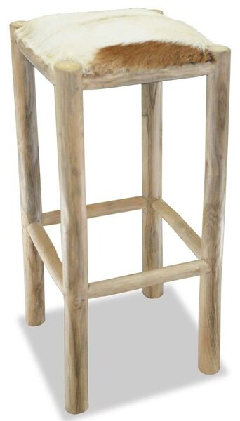 Teakfa Bárszék - Kecskebőr - 76cm