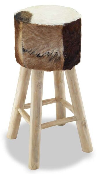 Teakfa Bárszék - Kecskebőr - 76cm