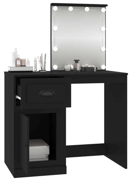 VidaXL Sminkasztal - Fekete Fa - LED - 90x50x132,5cm
