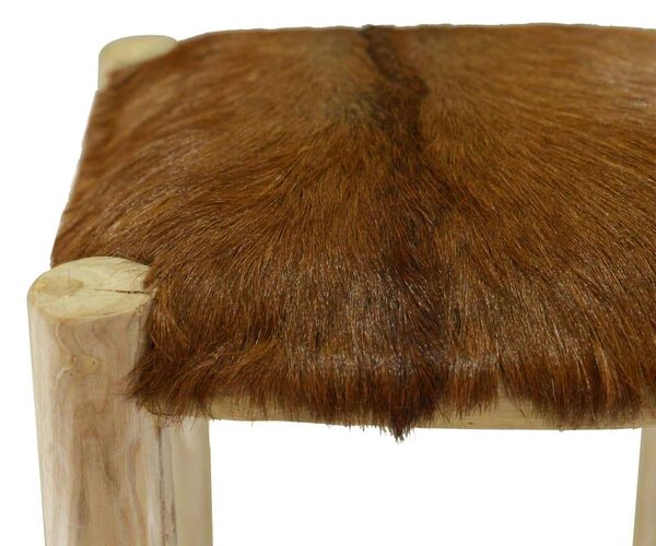 Teakfa Bárszék - Kecskebőr - 76cm