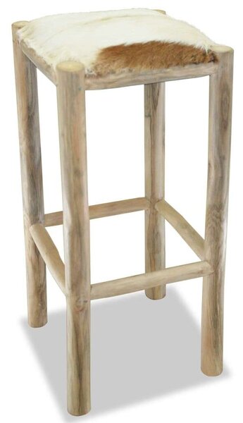 Teakfa Bárszék - Kecskebőr - 76cm