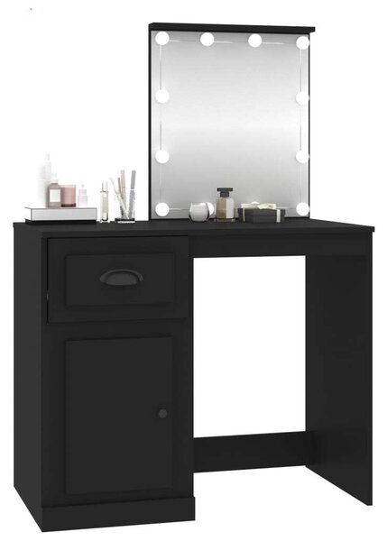 VidaXL Sminkasztal - Fekete Fa - LED - 90x50x132,5cm