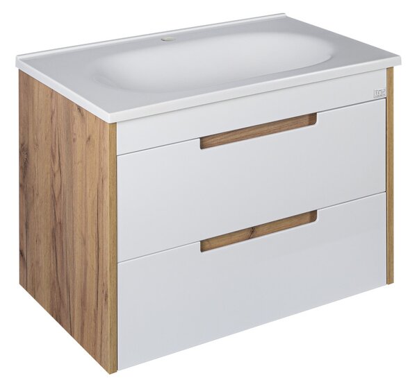 TMP GOLDY 75 fali fürdőszobabútor - öntött műmárvány mosdóval - 75 x 50 x 51 cm