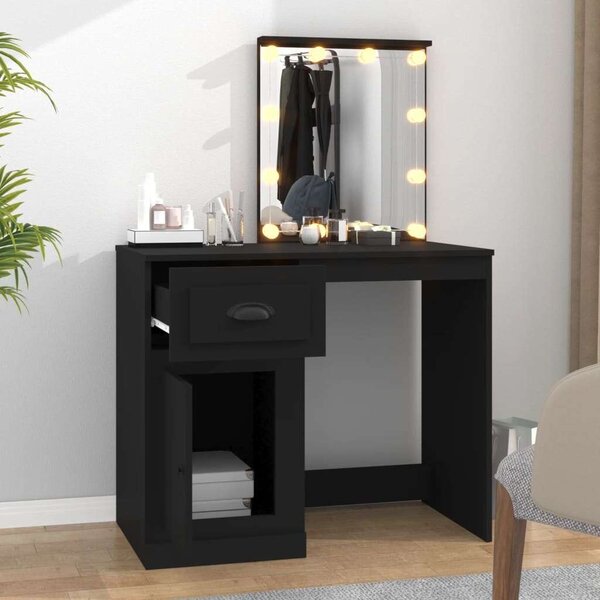 VidaXL Sminkasztal - Fekete Fa - LED - 90x50x132,5cm