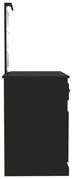 VidaXL Sminkasztal - Fekete Fa - LED - 90x50x132,5cm