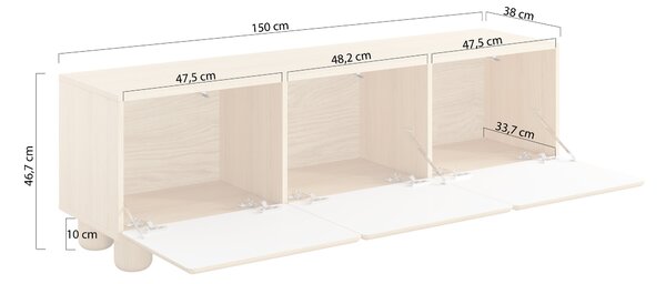 Arlo TV-szekrény 150 cm háromajtós - vicenza tölgy