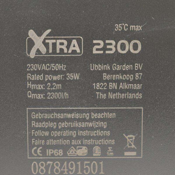 XTRA2300 TAVI PUMPA - 2300 L/H - Vízkeringtető szinkronmotoros tószivattyú és szökőkút - HOLLAND UBBINK 1351952 -