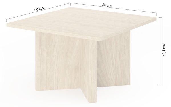 Bellora négyzet alakú dohányzóasztal 80 cm - olajozott tölgy