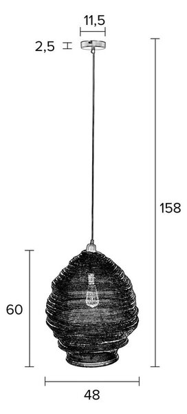 Lena fekete függőlámpa, ø 48 cm - White Label