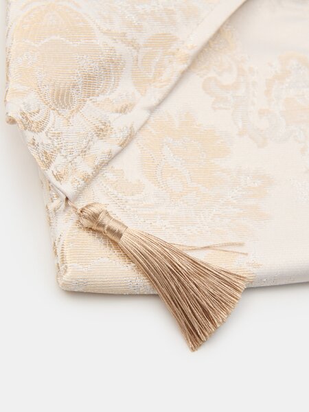 Sinsay - Virágmintás asztali futó rojtokkal - krémszínű
