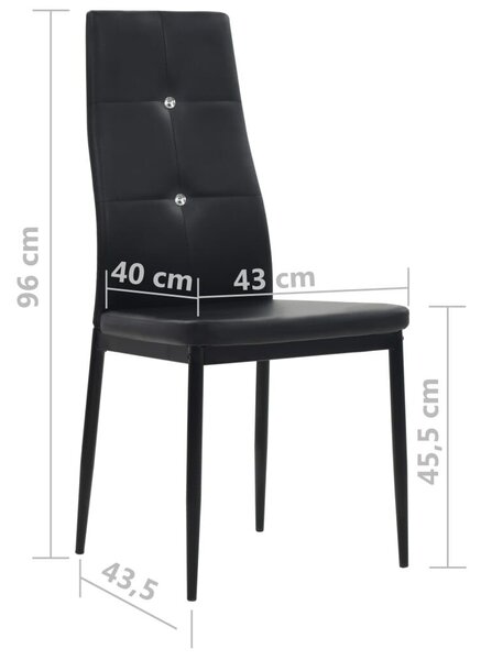 Elegáns Fekete Műbőr Étkezőszék - 4 db