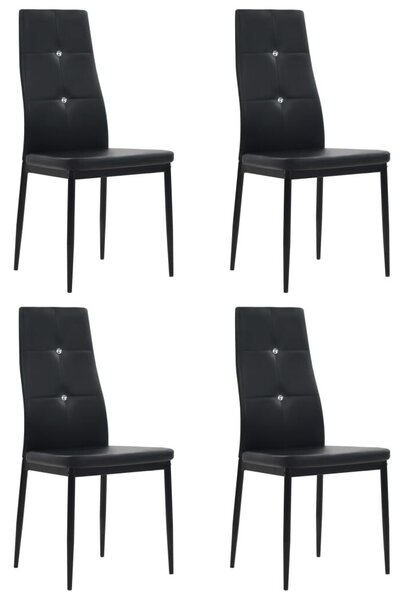 Elegáns Fekete Műbőr Étkezőszék - 4 db