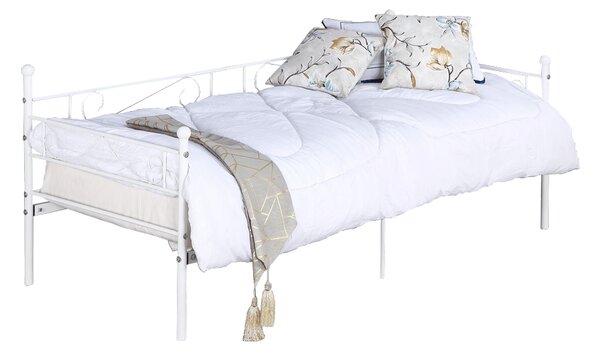 KONDELA Fém kanapé - egyszemélyes ágy, fehér, 90x200, ROZALI