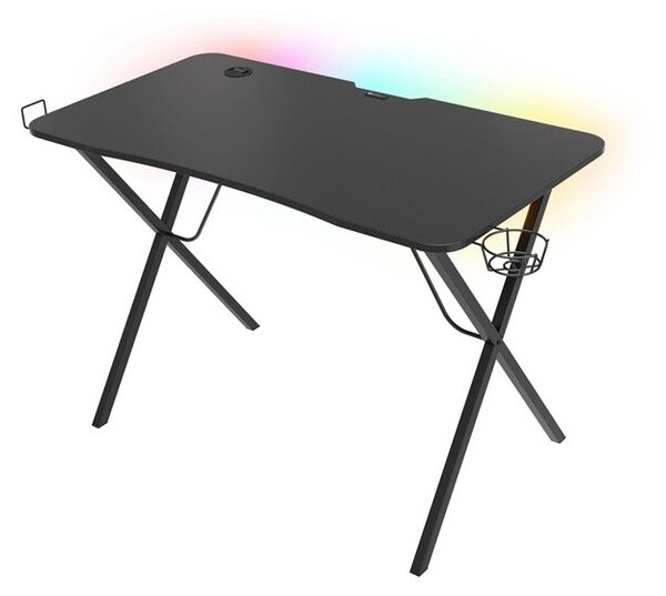 Genesis Holm 200 Gamer asztal RGB világítással, fekete