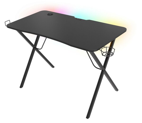 Genesis Holm 200 Gamer asztal RGB világítással, fekete