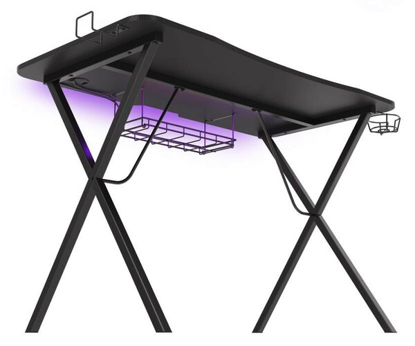 Genesis Holm 200 Gamer asztal RGB világítással, fekete