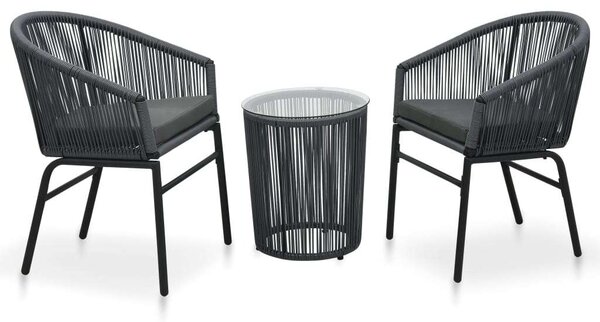 Rattan Bisztrószett - Antracit Szürke - 2 Szék + Asztal