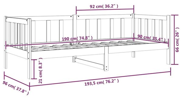 VidaXL fehér tömör fenyőfa kanapéágy 90 x 190 cm