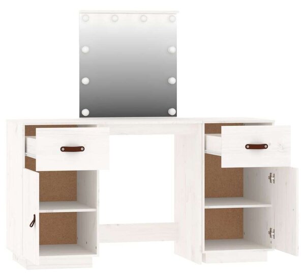 VidaXL - Fehér Fenyőfa Sminkasztal LED Tükörrel - 135x50x134cm