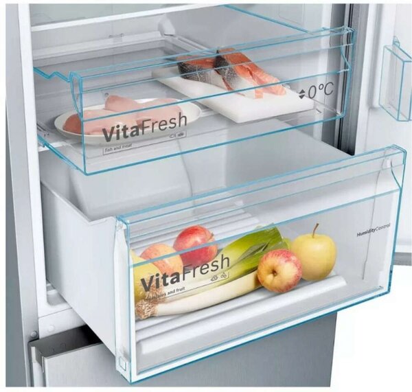 Bosch KGN39VLEB Alulfagyasztós hűtőszekrény, 368L, M: 203, No Frost, E energiaosztály, Inox